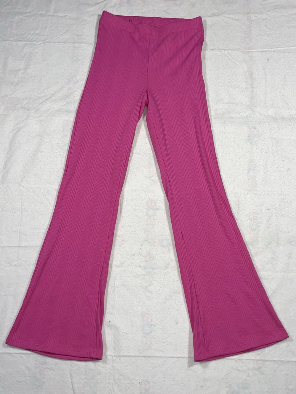 Aerie XS Pink Ribbed Elastic Waist Flare Leggings Cute Clean Girl Soft